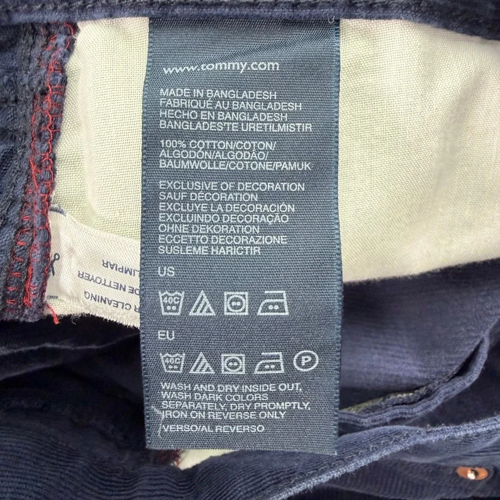 Tommy Hilfiger Pants Mens 40x30 (Fits 41x28) Blue Corduroy Straight Leg‎